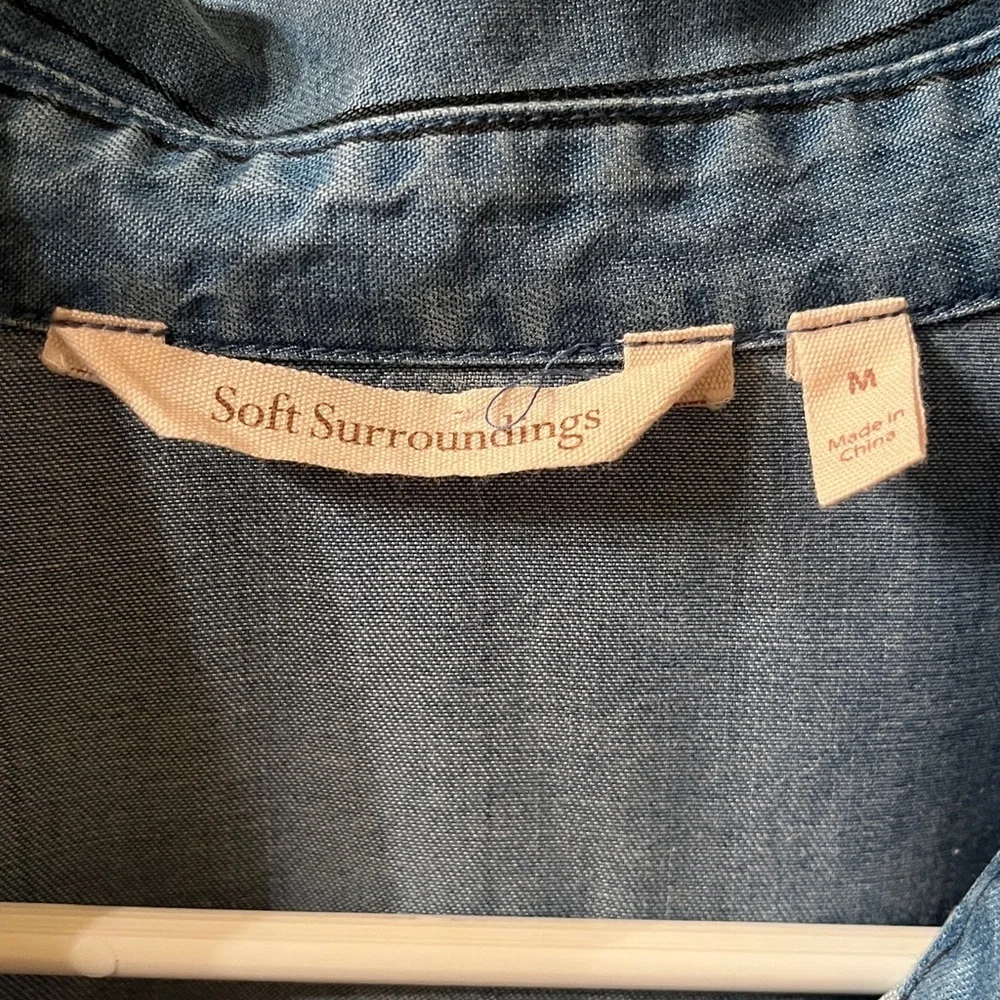 Soft Surroundings Denim Blue Button Down Shirt